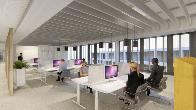 Die neue Arbeitswelt der Bank… © Pichler und Traupmann Architekten (pxt) | Visualisierung @ Patricia Bagienski-Grandits