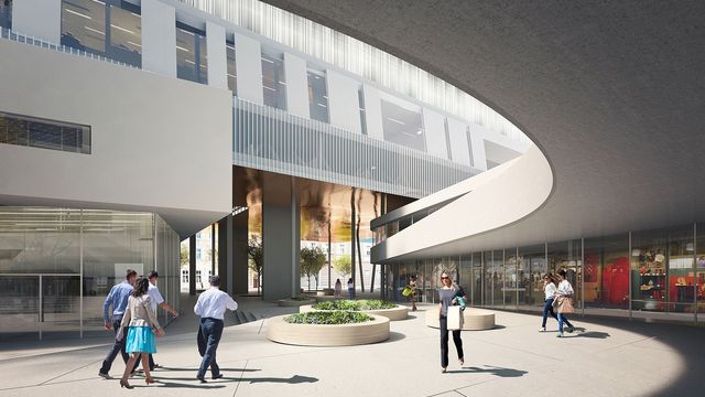 Blick in die neue Passage. Hier wird es ab dem 1. Quartal 2026 ein vielfältiges Angebot an Gastronomie, Shops, Handwerks- und Dienstleistungsbetrieben geben. © Pichler und Traupmann Architekten (pxt) | Visualisierung @ Patricia Bagienski-Grandits