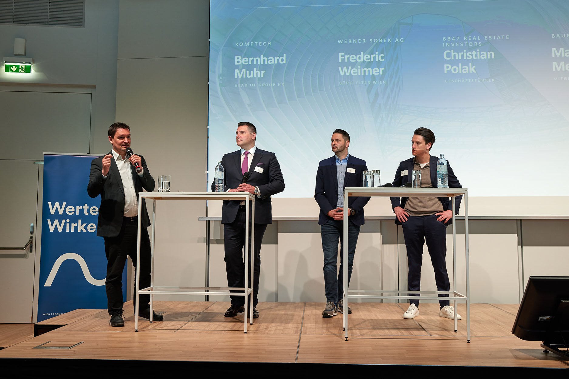 Markus Meissner, Projektkoordinator, Baukarussell, Christian Polak, Geschäftsführer, 6B47 Real Estate Investors, Bernhard Muhr, Head of Group HR & Administration, Komptech, Frederic Waimer, Büroleiter Wien, Werner Sobek AG